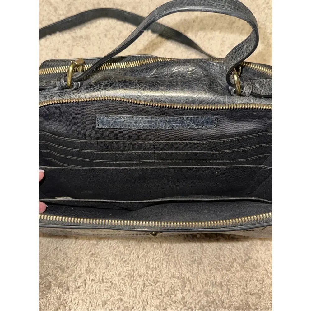 12th Street by Cynthia Vincent Leila Glazed Leather Double-Zip Crossbody Bag